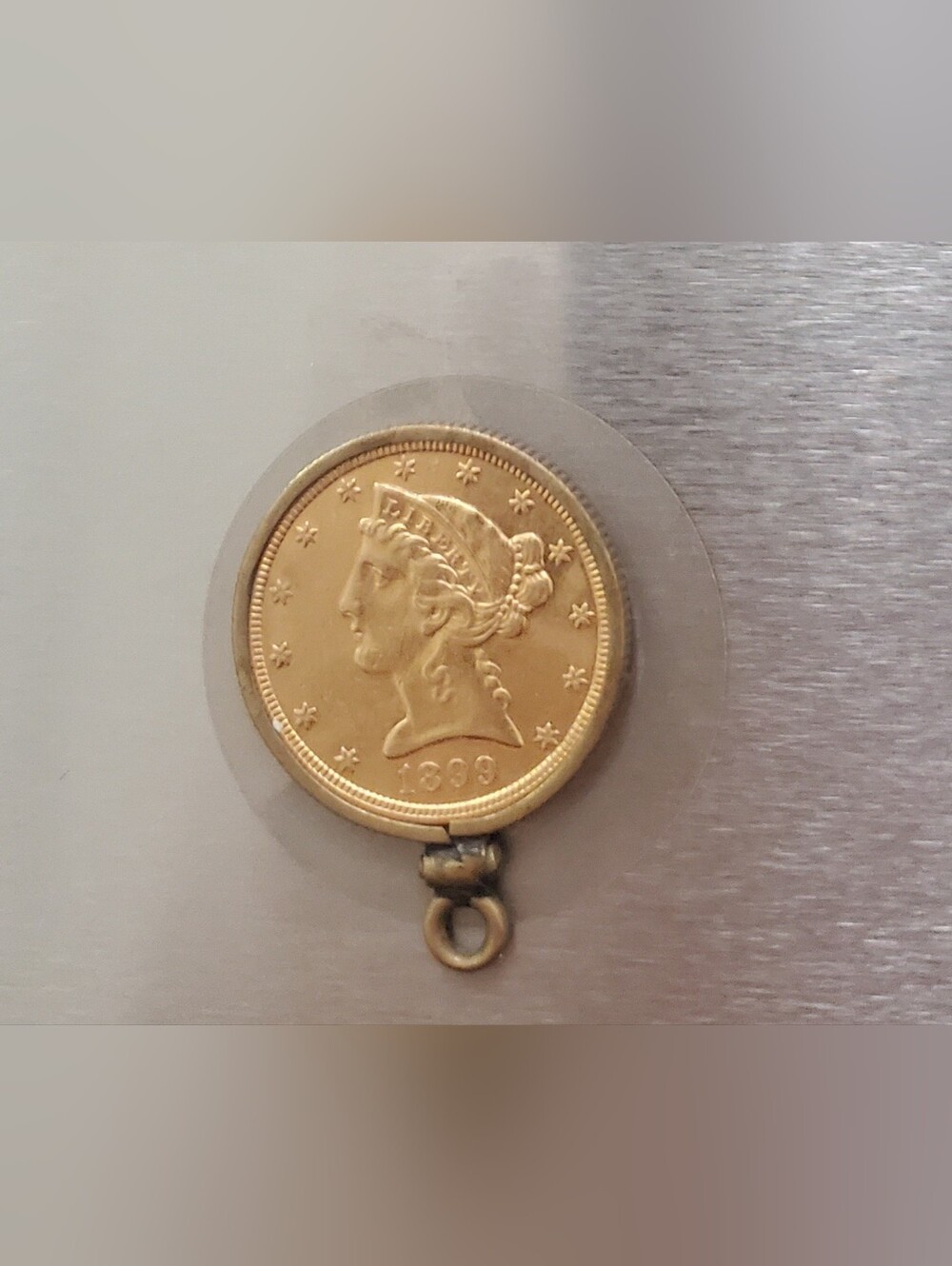 Vintage 1899 Liberty Head $5 Half Eagle Coin Mounted In Pendant